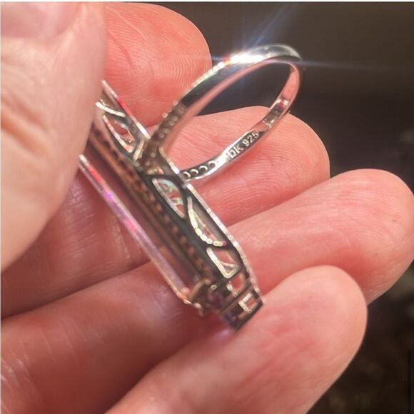 COLORSHIFT RING AMETHYST, QUARTZ & TOPAZ 10+ CARATS RHODIUM OVER SS SIZE 7 NEW - Picture 12 of 14